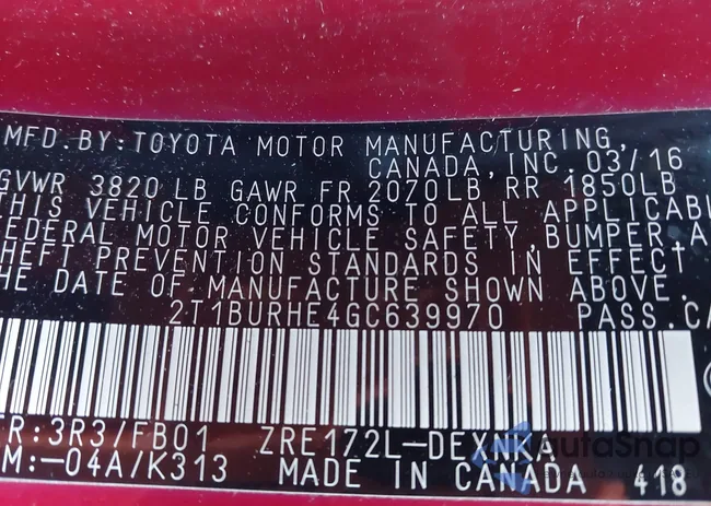 2T1BURHE4GC639970: 43573402