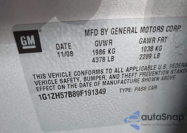 1G1ZH57B89F191349: 43573413