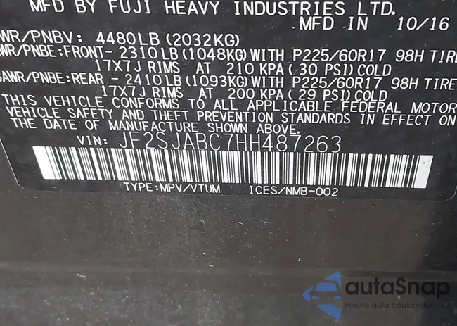 JF2SJABC7HH487263: 43573732