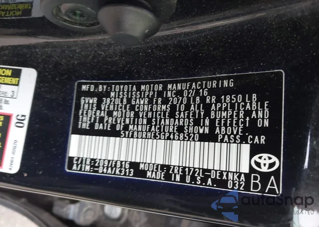 5YFBURHE5GP468520: 43572942