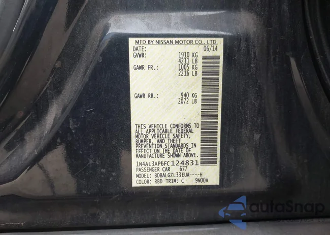 1N4AL3AP6FC124831: 43573031