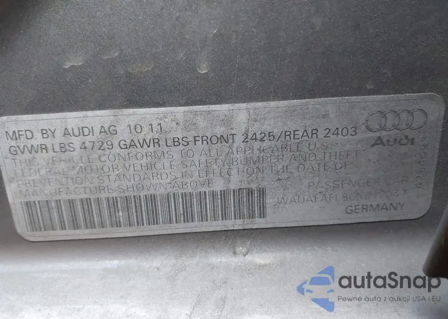 WAUAFAFL9CN012047: 43574400