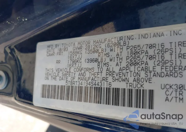 5TBRT34194S443116: 43574544