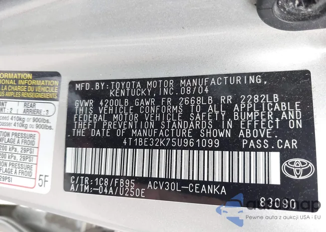 4T1BE32K75U961099: 43574546