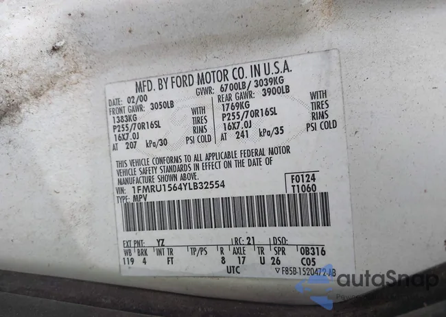 1FMRU1564YLB32554: 43574911