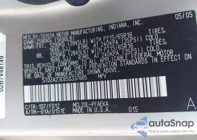 5TDZA23C65S337685: 43573976