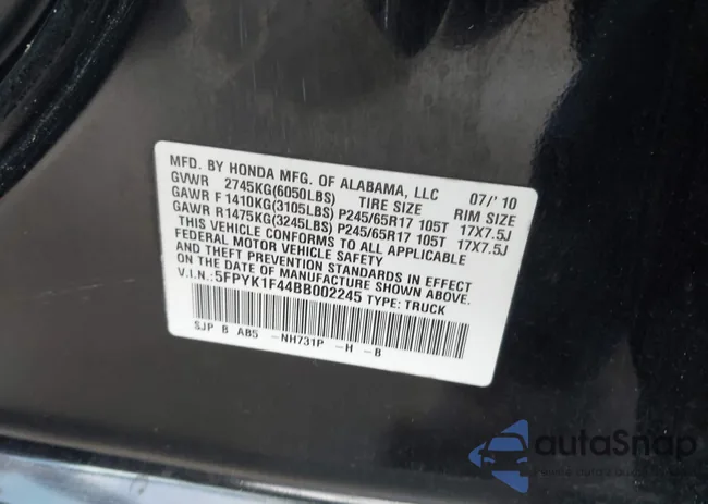 5FPYK1F44BB002245: 43574007