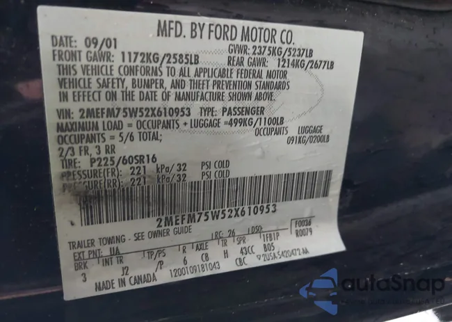 2MEFM75W52X610953: 43574111