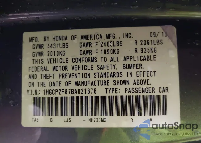 1HGCP2F87BA021878: 43574257