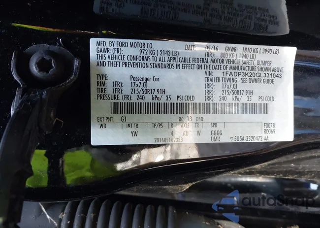 1FADP3K20GL331043: 43575336