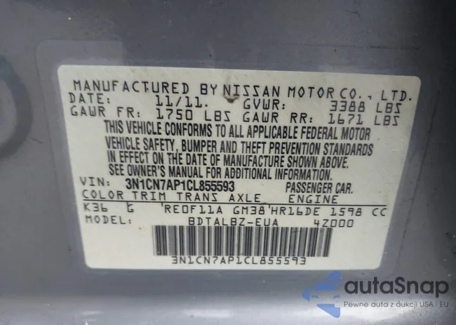 3N1CN7AP1CL855593: 43575367