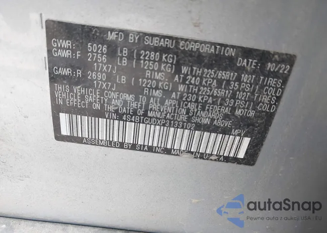 4S4BTGUDXP3133102: 43575424