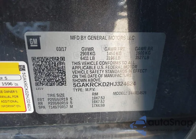 5GAKRCKD2HJ324624: 43575484