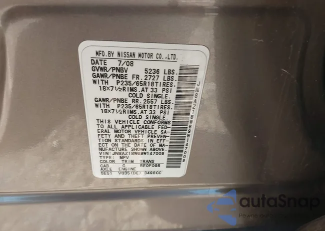 JN8AZ18W69W147009: 43575530