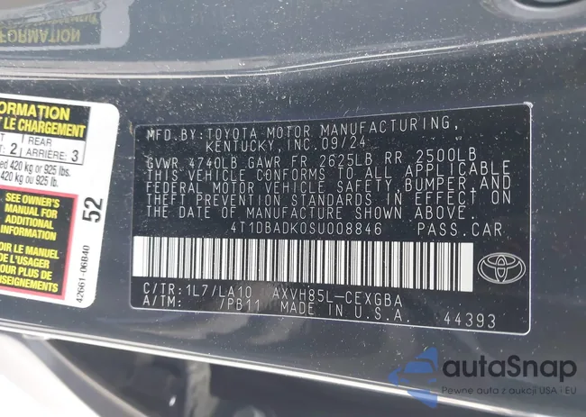 4T1DBADK0SU008846: 43575565