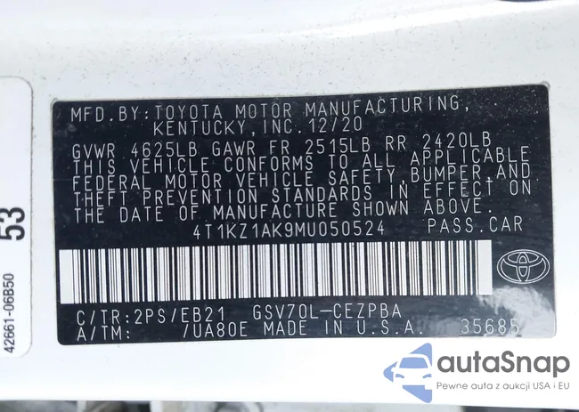 4T1KZ1AK9MU050524: 43575896