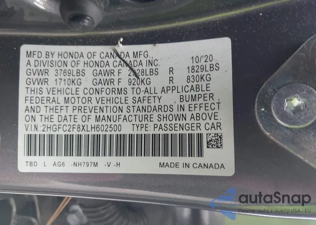 2HGFC2F8XLH602500: 43575912