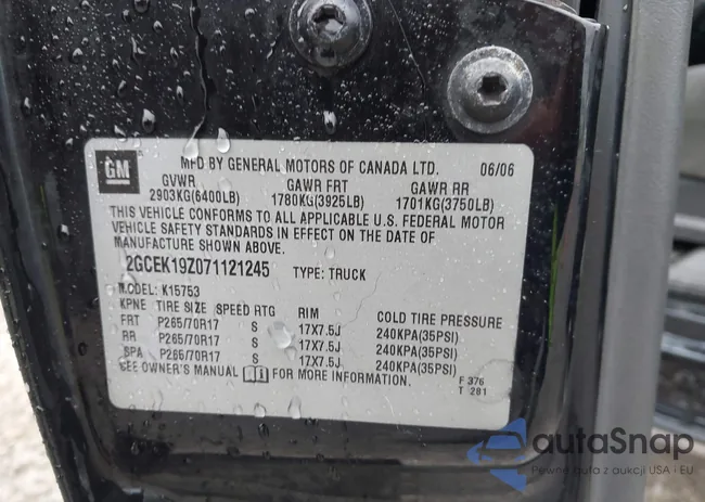 2GCEK19Z071121245: 43574939