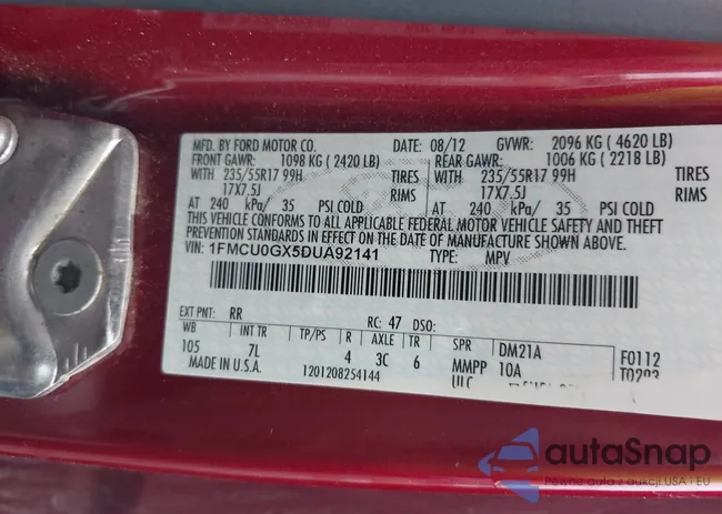 1FMCU0GX5DUA92141: 43575066