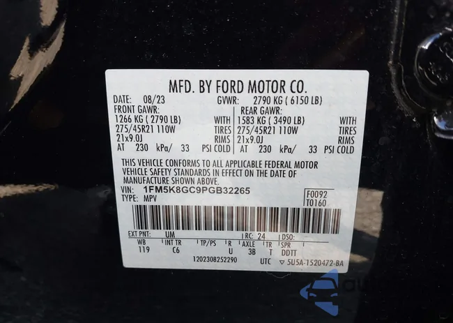 1FM5K8GC9PGB32265: 43575112