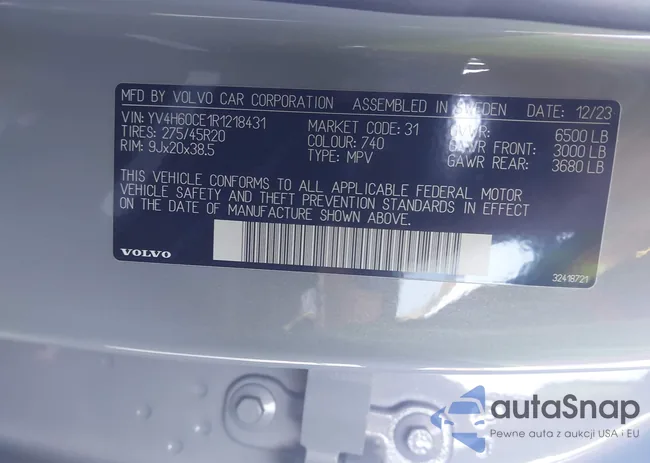 YV4H60CE1R1218431: 43575312