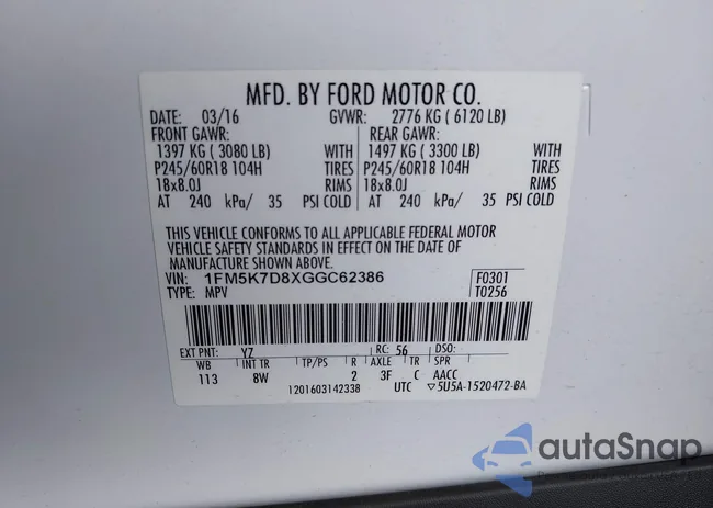 1FM5K7D8XGGC62386: 43576476