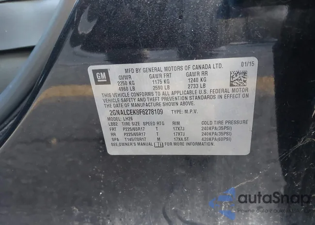 2GNALCEK8F6278109: 43576565