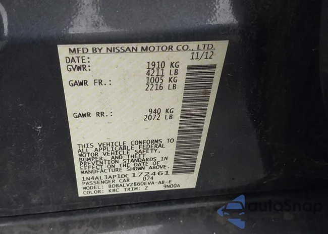 1N4AL3AP1DC172461: 43576603