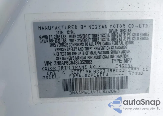 3N8AP6CA4SL352063: 43576611