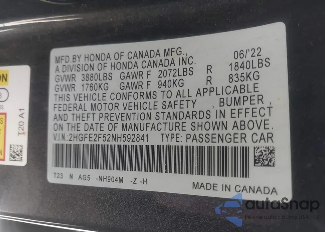 2HGFE2F52NH592841: 43576697