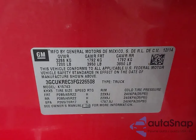 3GCUKREC3FG226508: 43576772