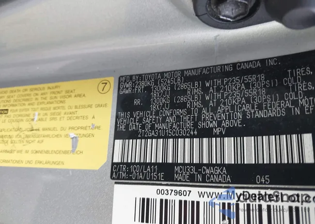 2T2GA31U15C030244: 43576831