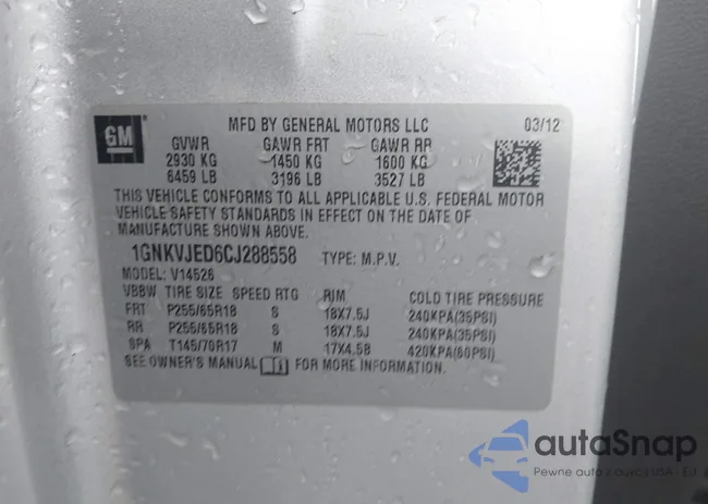 1GNKVJED6CJ288558: 43576858