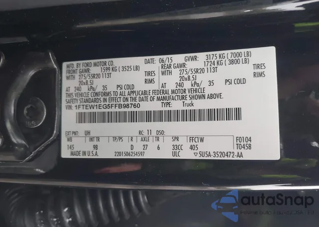 1FTEW1EG5FFB98760: 43576867