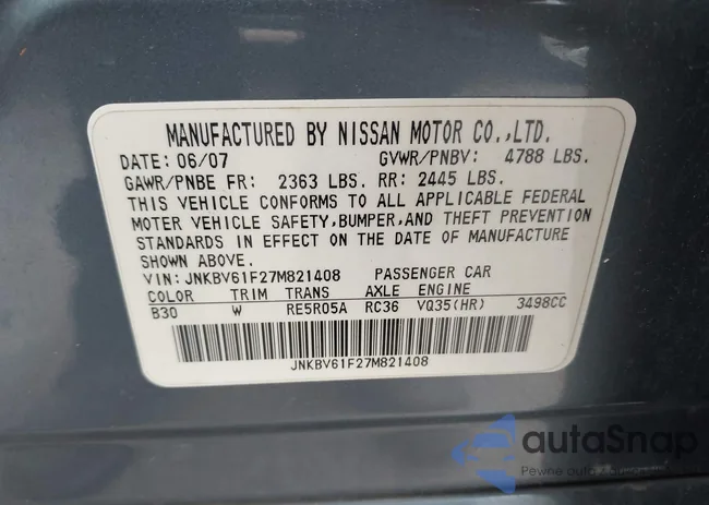 JNKBV61F27M821408: 43576010