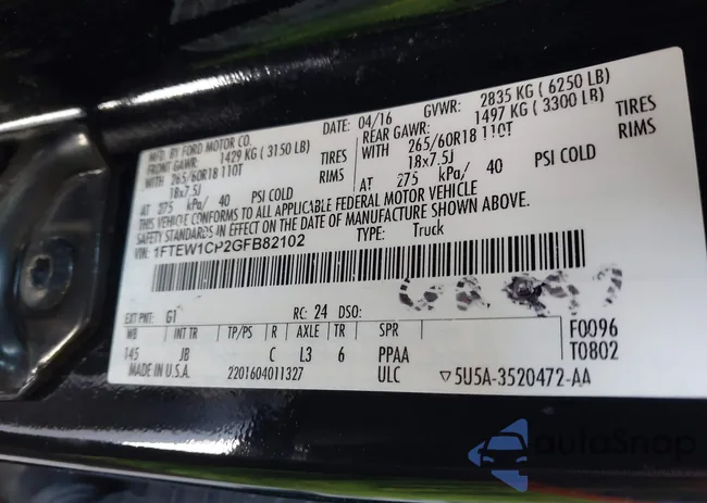 1FTEW1CP2GFB82102: 43576027