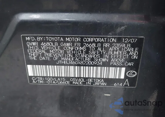 JTHBJ46GX82200934: 43576161