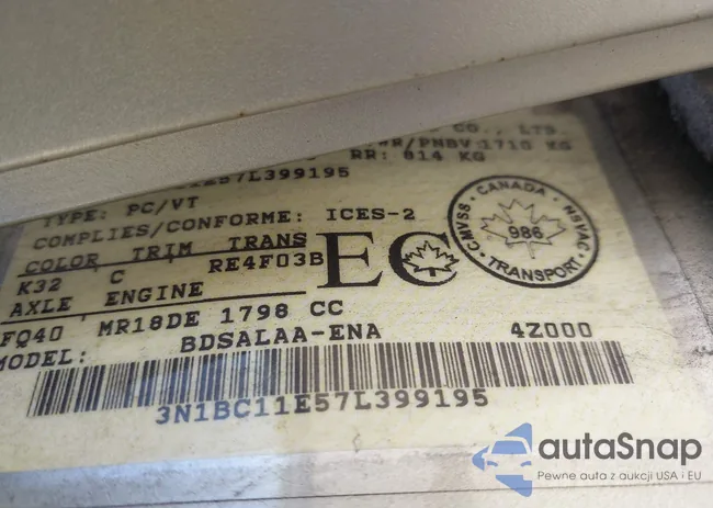 3N1BC11E57L399195: 43576266