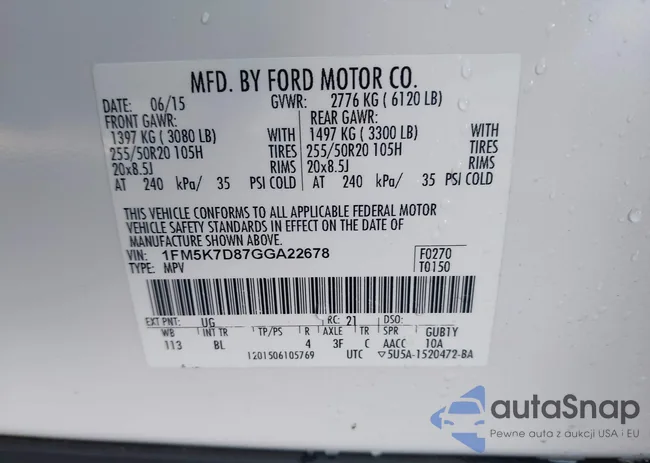 1FM5K7D87GGA22678: 43577481