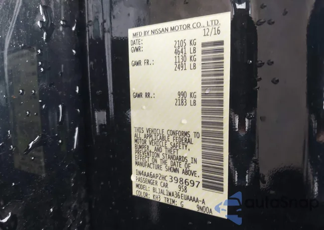 1N4AA6AP2HC398697: 43577531