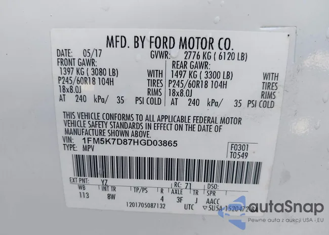 1FM5K7D87HGD03865: 43577565