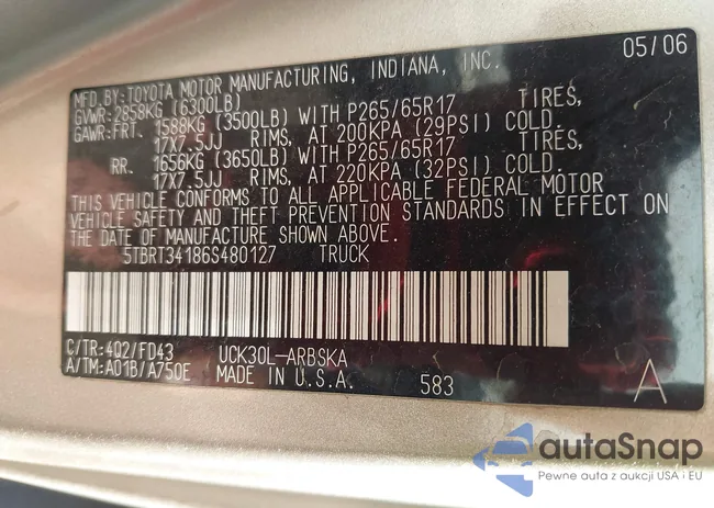 5TBRT34186S480127: 43577707