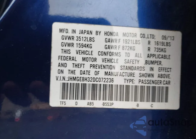 JHMGE8H32DC072236: 43577901