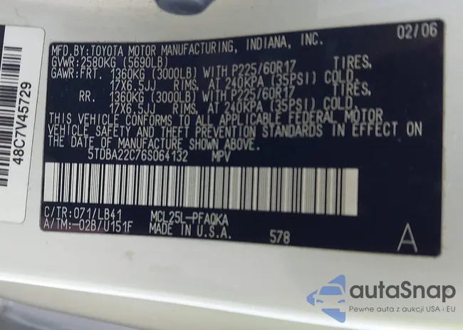 5TDBA22C76S064132: 43577922