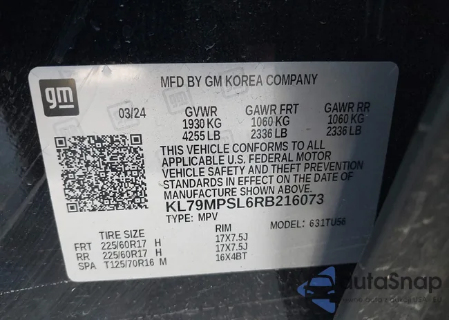 KL79MPSL6RB216073: 43577062