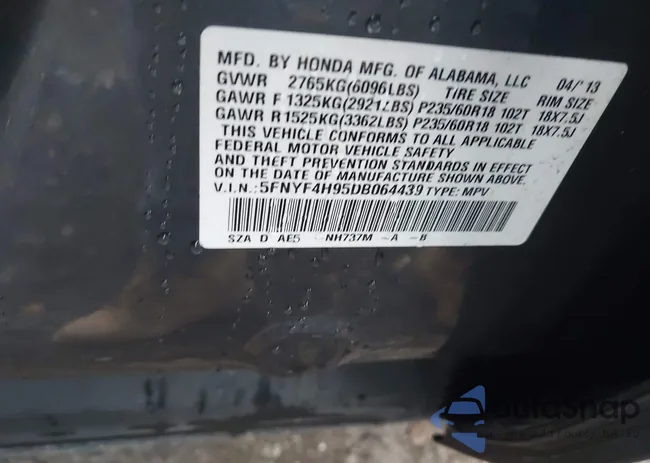 5FNYF4H95DB064439: 43577230