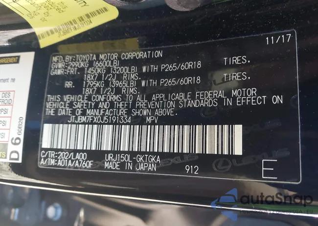 JTJBM7FX0J5191334: 43577327