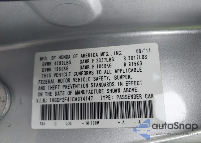 1HGCP2F41CA014147: 43578427