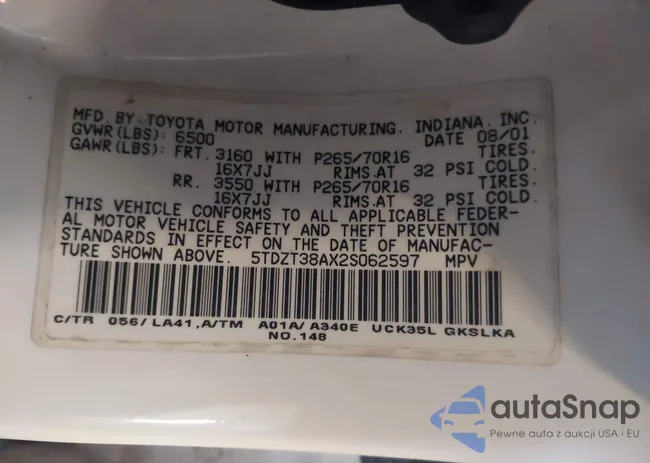 5TDZT38AX2S062597: 43578529