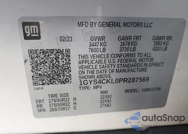 1GYS4CKL0PR287569: 43578571